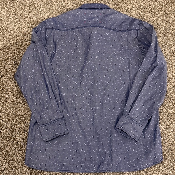 Robert Graham Patterned Men's Long Sleeve Button Up Dress Shirt Navy Blue Sz L - Picture 7 of 7